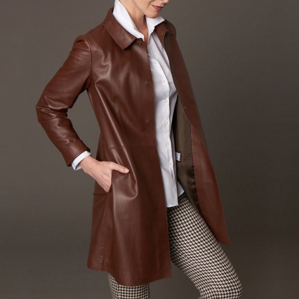 Algo of Switzerland Brown Leather Coat